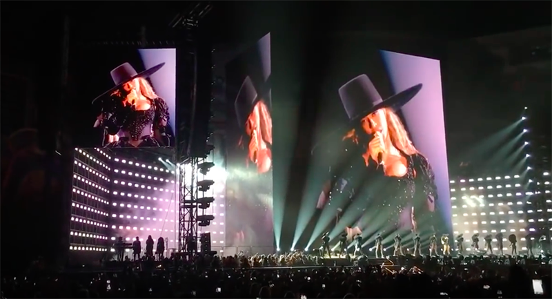 The video monolith is the size of a small apratment building, and it rotates and splits open on Beyonce's Formation tour.