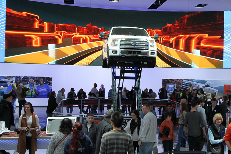 The company played a big role at the Detroit Auto Show (NAIAS) earlier this year. Pictured here, Ford’s booth.