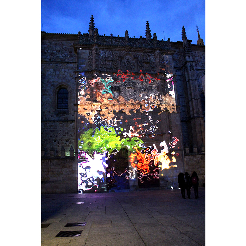 Three Christie Boxer 4K30 projectors beamed 90,000 lumens of projected light onto the facade of the Monastery of San Esteban in Salamanca, Spain.