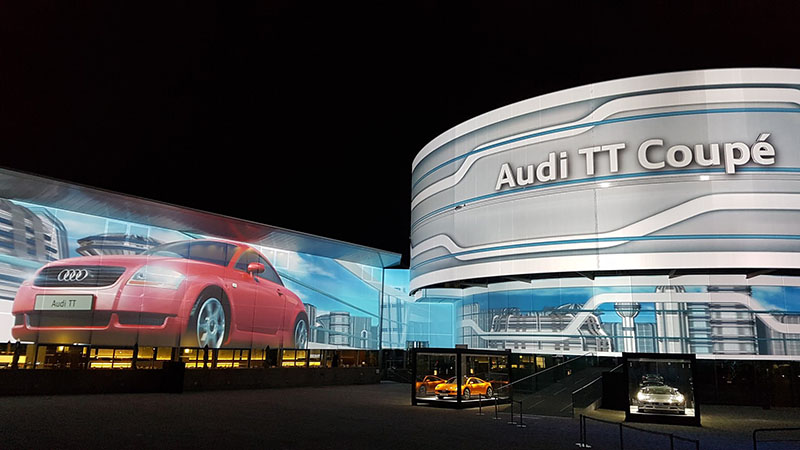 Maxin10sity used projection mapping techniques for Audi’s Late Light Show