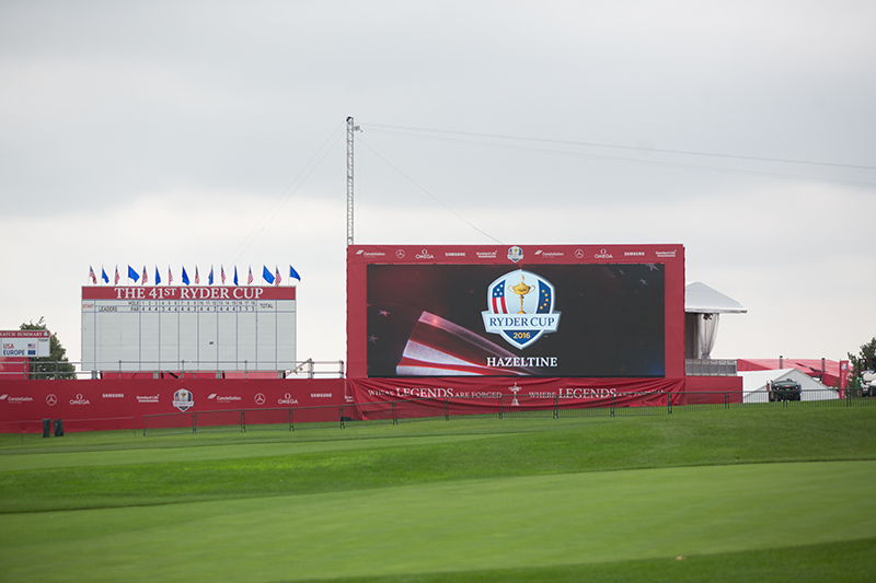 One of the large CoVision-supplied video displays at the 2016 Ryder Cup