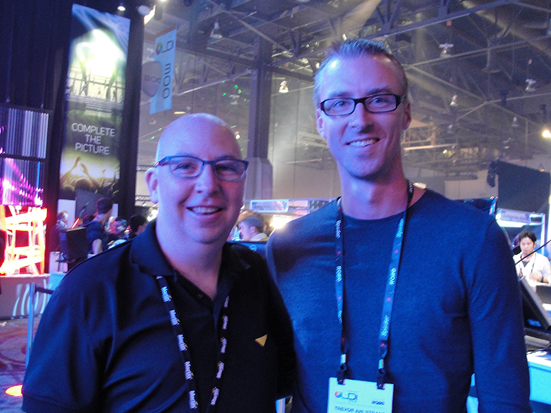 Author Brad Schiller chats with LD Trevor Ahlstrand at LDI. Photo by Debi Moen