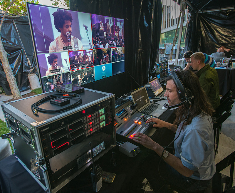 Production setup for Edward Sharpe and the Magnetic Zeros Concert