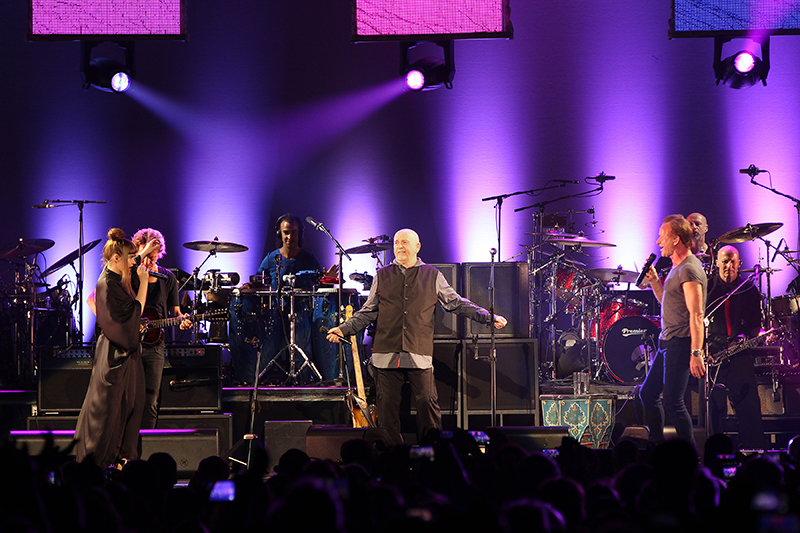 Peter Gabriel, Sting and their longtime LDs, Rob Sinclair and Danny Nolan, all collaborated on the 2016 'Rock Paper Scissors' tour. Photo by Todd Kaplan