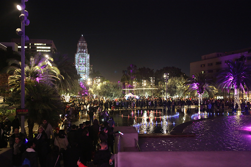 Big crowds of revelers came to Los Angeles’ Grand Park + The Music Center to ring in 2017. Photo courtesy VER