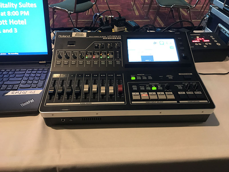 Roland VR-50HD video switcher, in use by Markey’s Rental & Staging for an on-site corporate job.