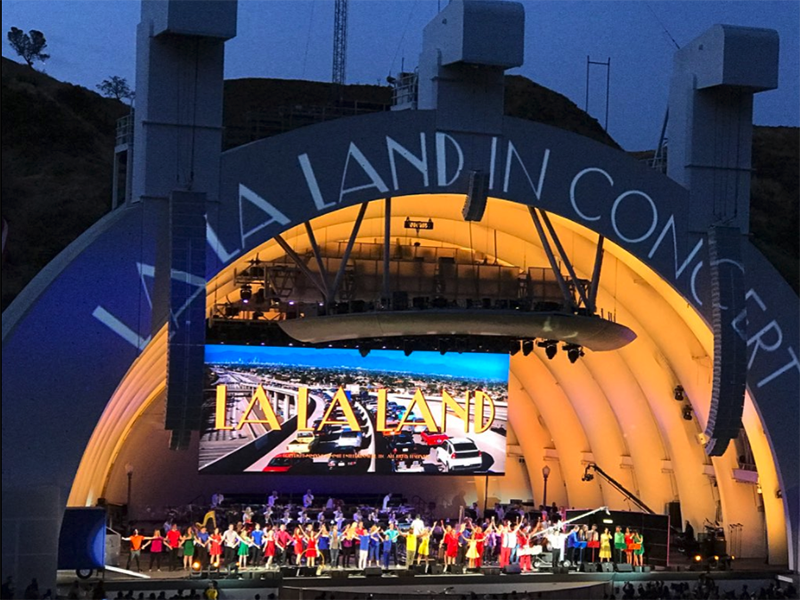 Video elements included the 20-by-50-foot center-hung LED CS8 screen, which featured the movie, plus projection-mapping on the Bowl’s bandshell and a 10-camera setup for I-Mag screens.