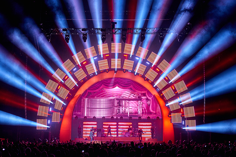 Robb Jibson calls Train’s ‘Play That Song’ tour design ‘a love child of the Hollywood Bowl and a jukebox.’ Photo courtesy Craig Mitchell and LMG Touring.